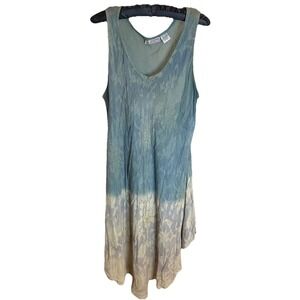 Boho Tie Dye Midi/Maxi 43"‎ Dress Just Cruisin' Blue Cream Free Size India Rayon